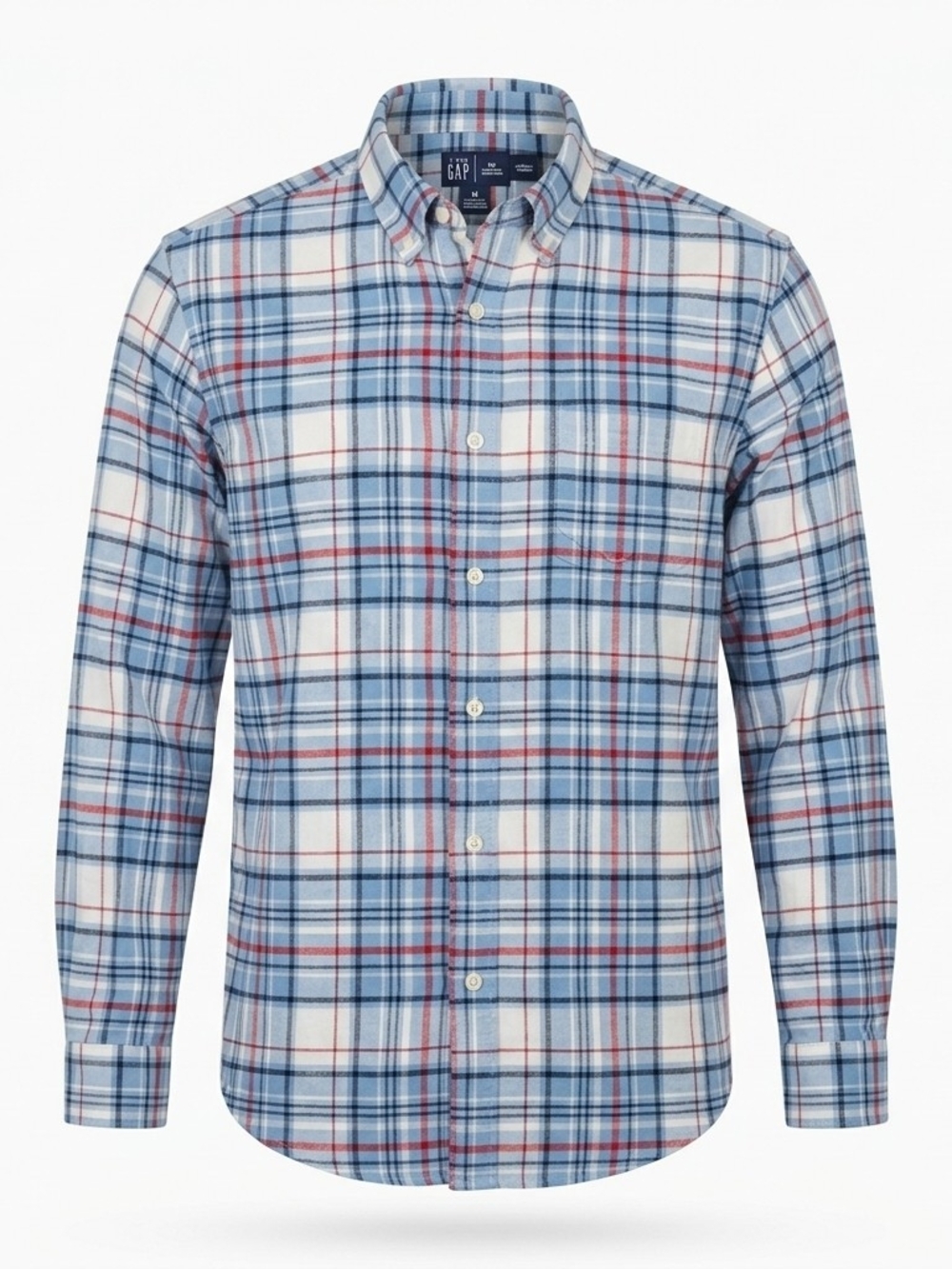 GAP Blue Plaid Flannel Button-Down Shirt, Mens Large